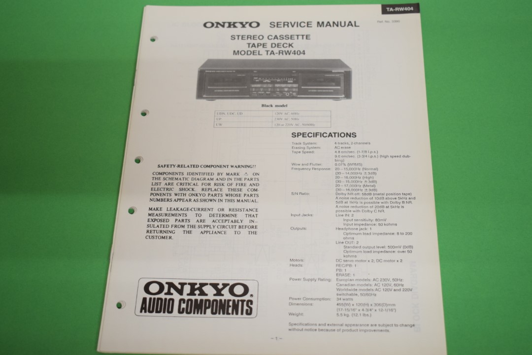 Onkyo TA-RW404 cassettedeck Service Manual