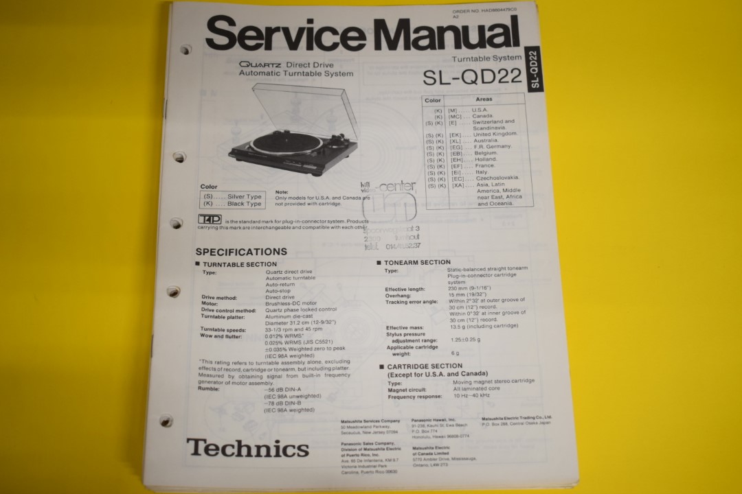 Technics SL-QD22 Platenspeler Service Manual