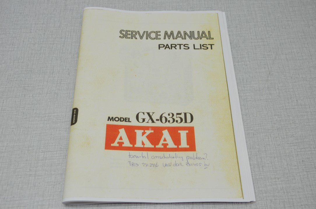 Akai GX-635D Bandrecorder Fotokopie Originele Service Manual