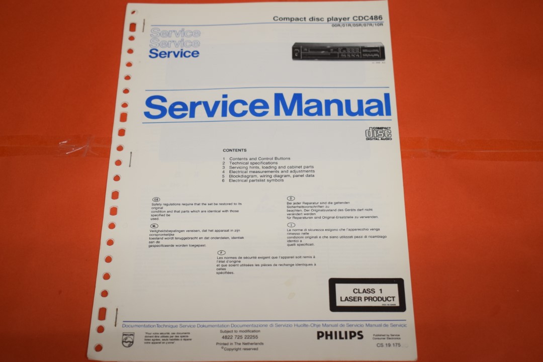 Philips CDC-486 CD-Speler Service Manual