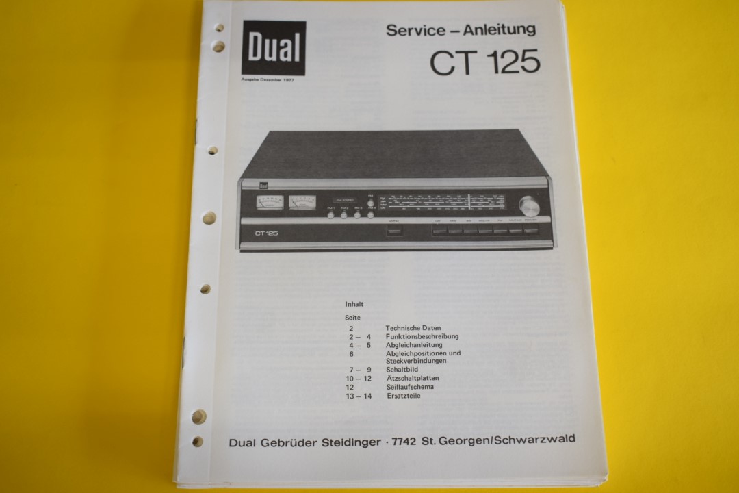 Dual CT 125 Tuner Service Manual