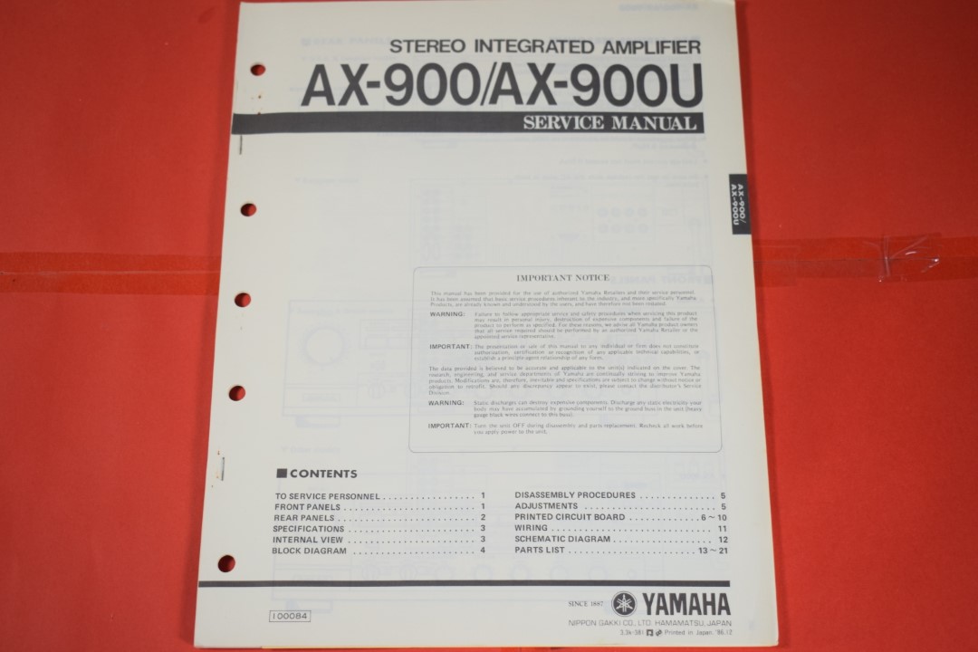 Yamaha AX-900 / AX-900U Stereo Versterker Service Manual
