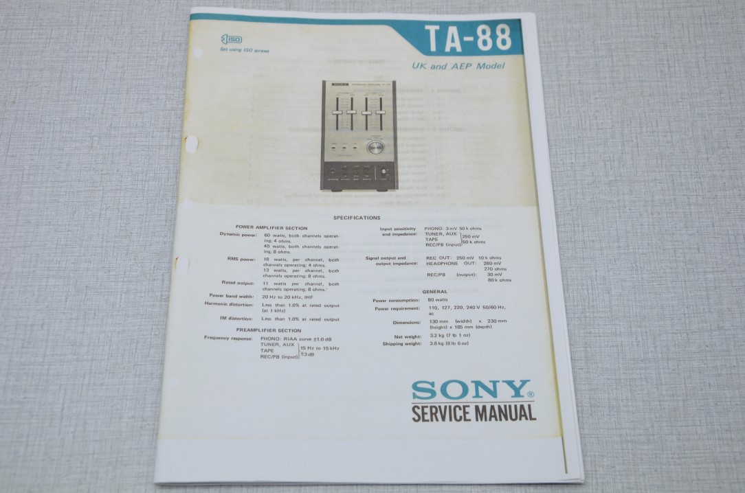 Sony TA-88 Versterker Fotokopie Originele Service Manual