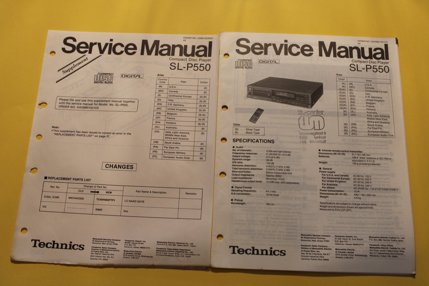 Technics SL-P550 CD-Speler Service Manual