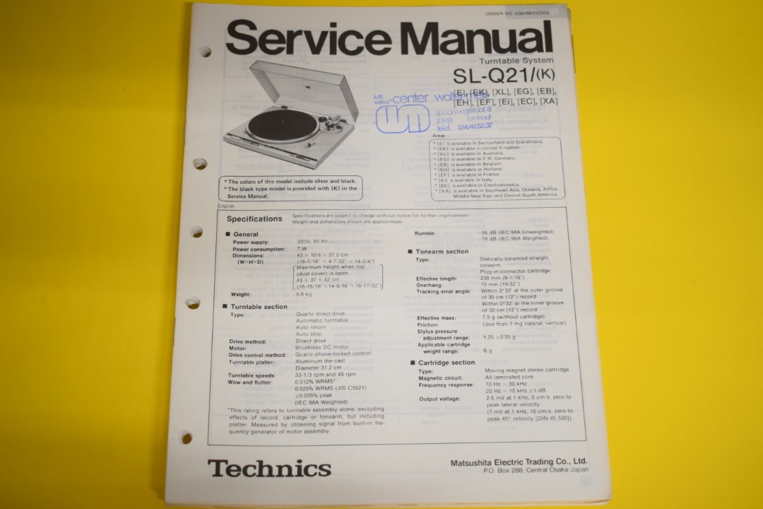 Technics SL-Q21 Platenspeler Service Manual