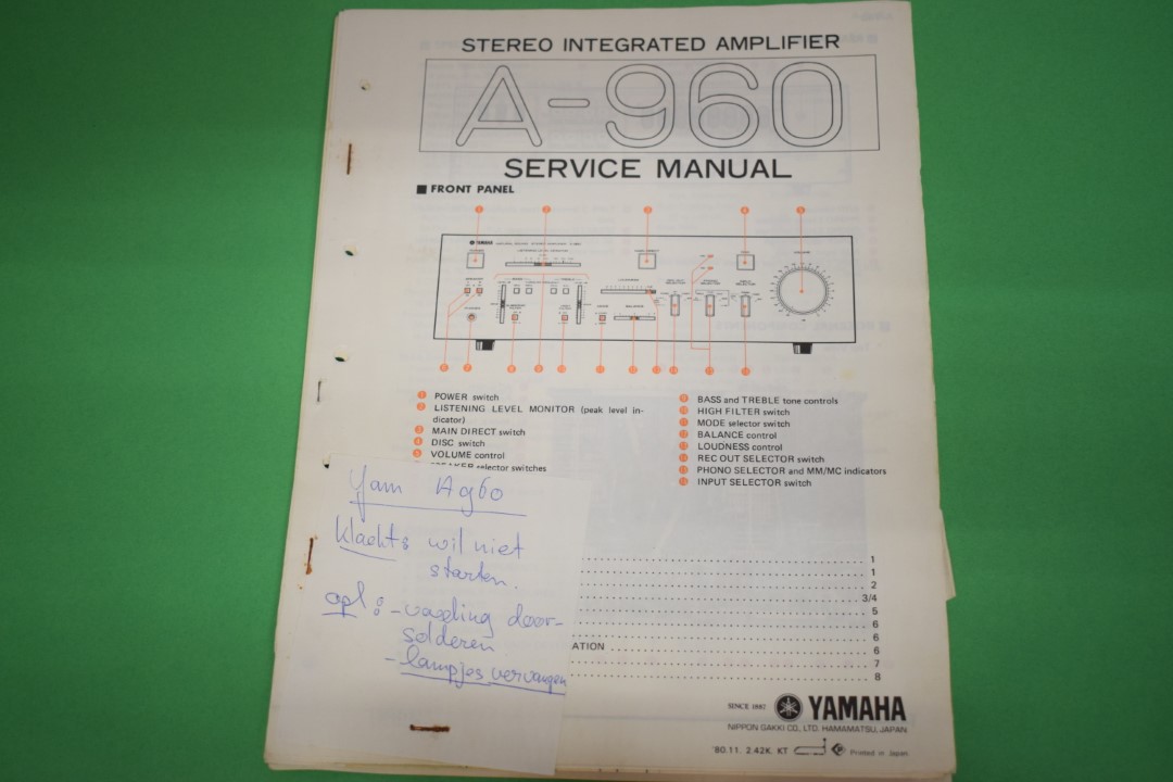 Yamaha A-960 Versterker Service Manual