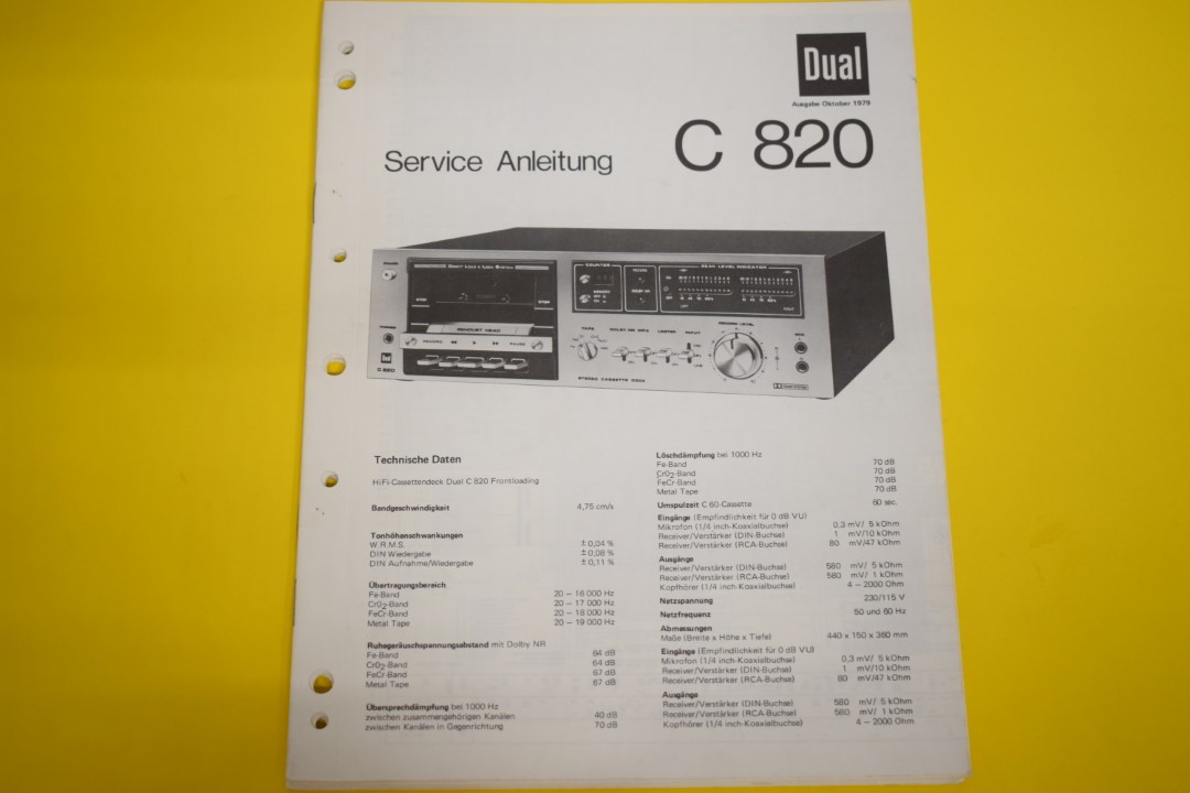 Dual C820 cassettedeck Service Manual