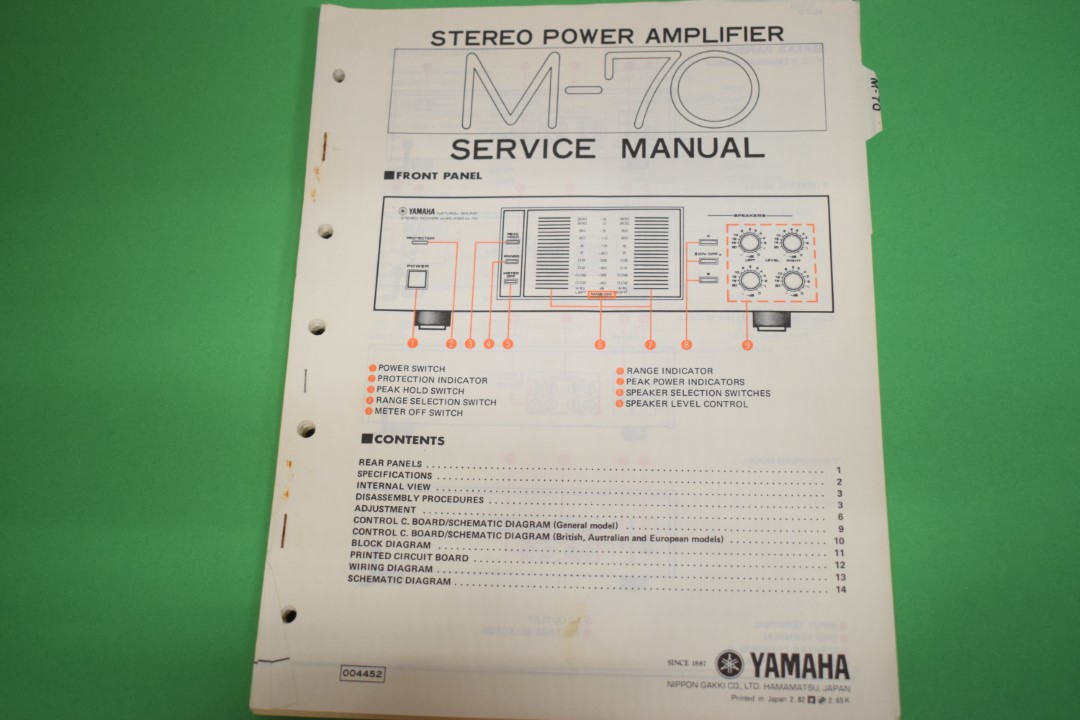 Yamaha M-70 Eindversterker Service Manual