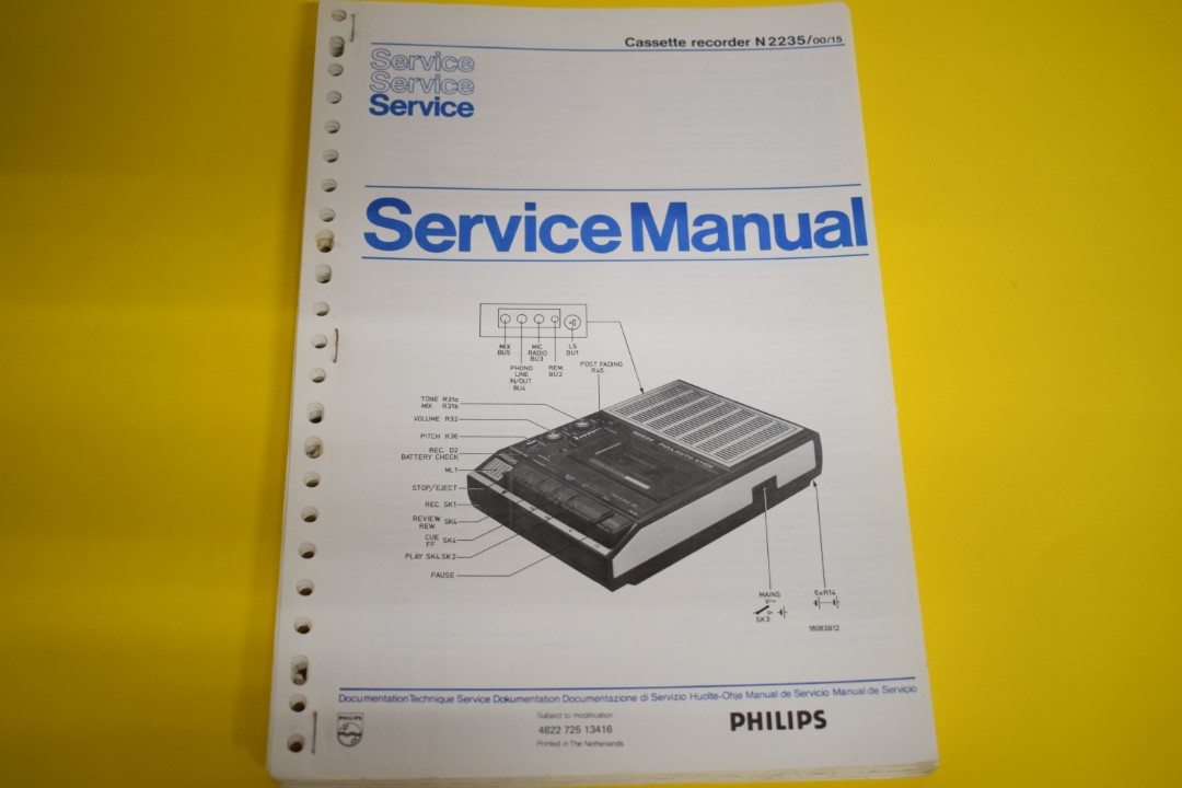 Philips N2235 cassettedeck Service Manual