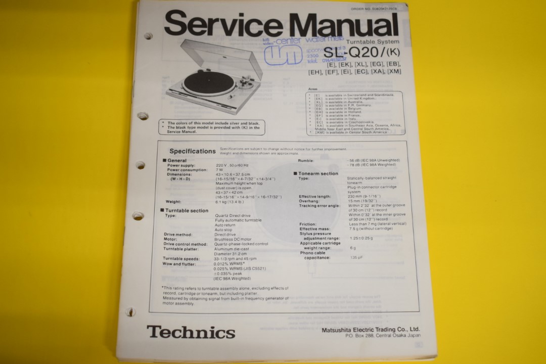 Technics SL-Q20 Platenspeler Service Manual