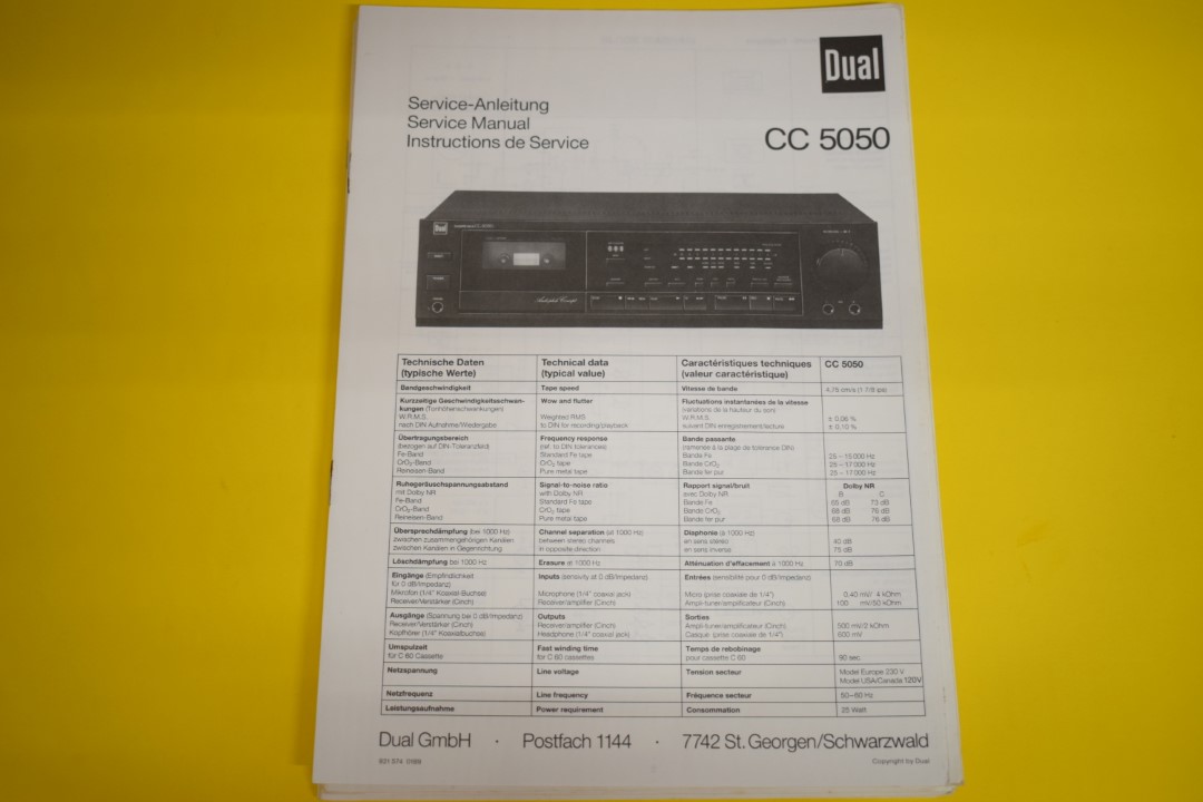 Dual CC 5050 cassettedeck Service Manual