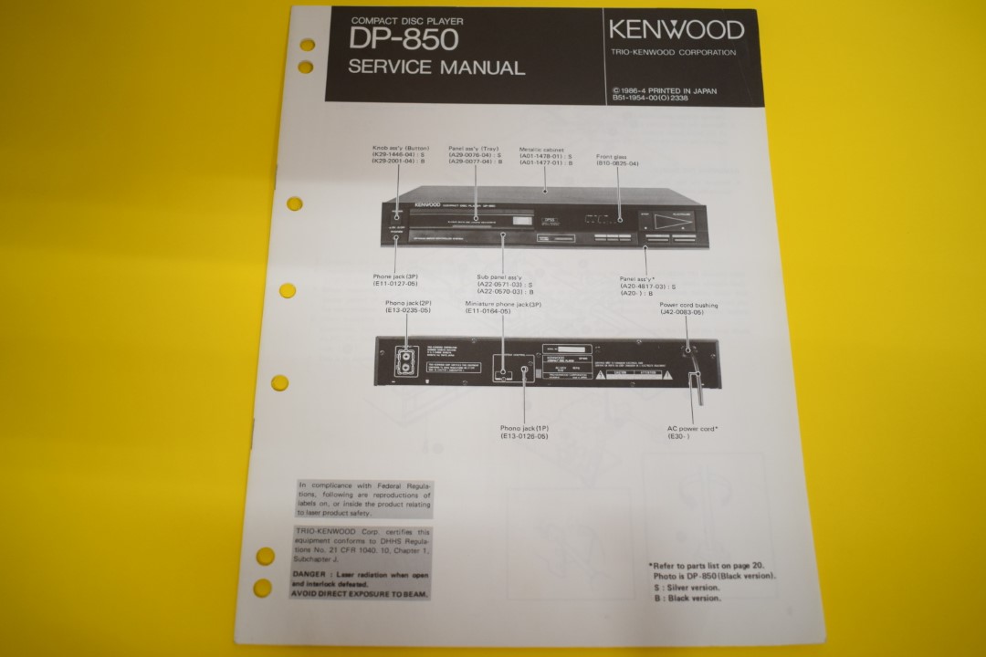 Kenwood DP-850 CD-Speler Service Manual