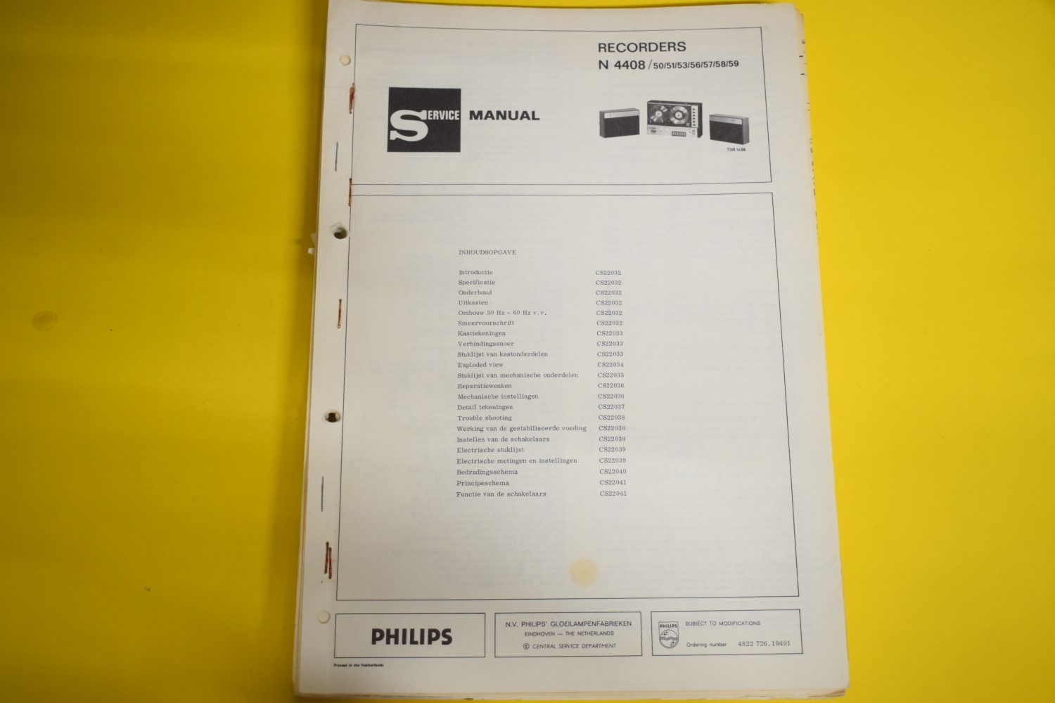 Philips N4408 bandrecorder Service Manual – Nederlandstalig