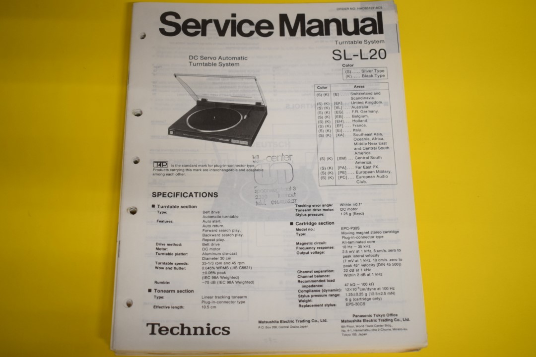 Technics SL-L20 Platenspeler Service Manual