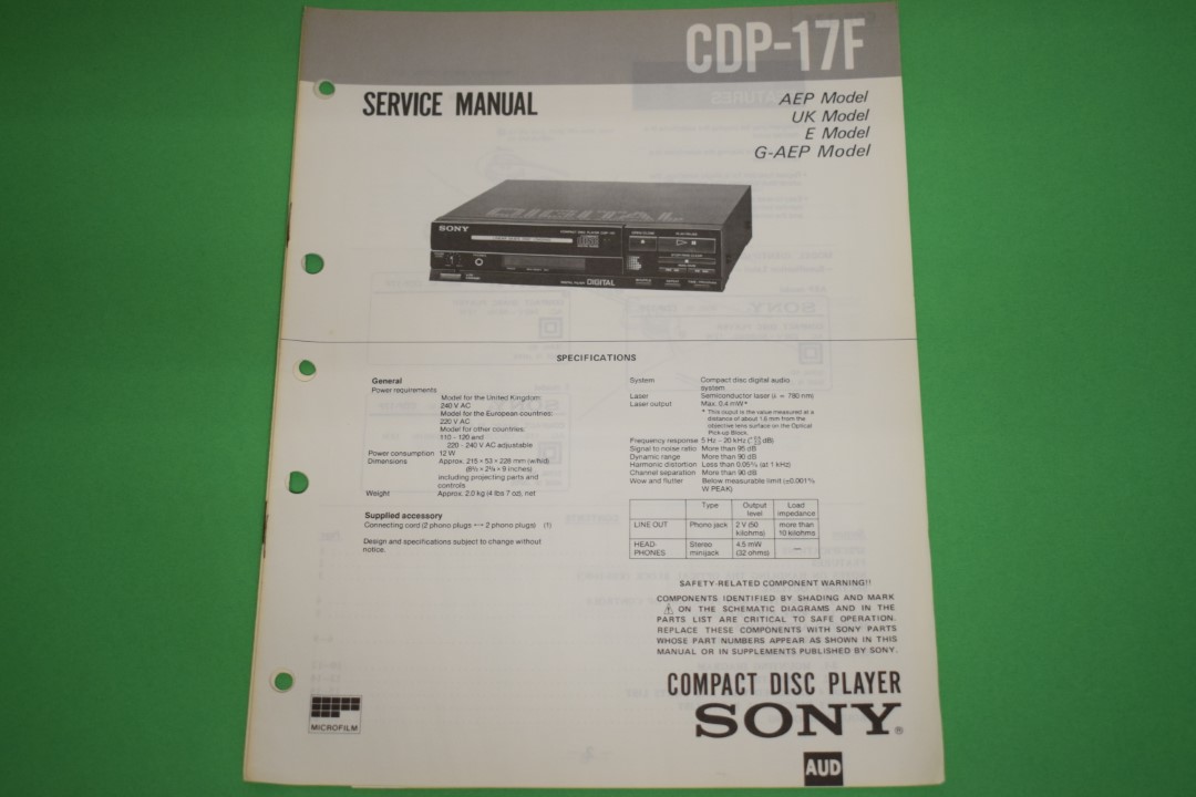 Sony CDP-17F CD-Speler Service Manual
