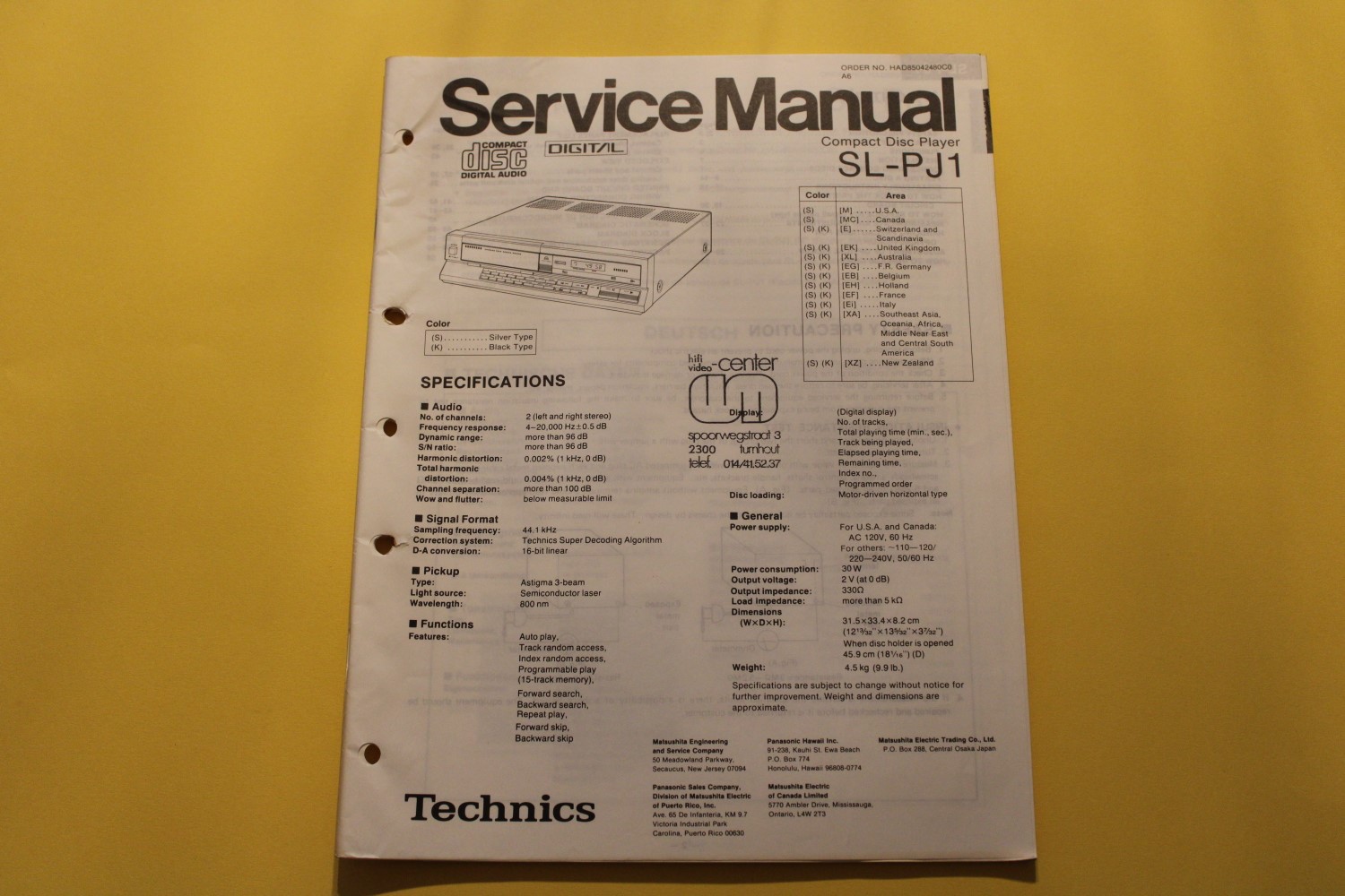 Technics SL-PJ1 CD-Speler Service Manual