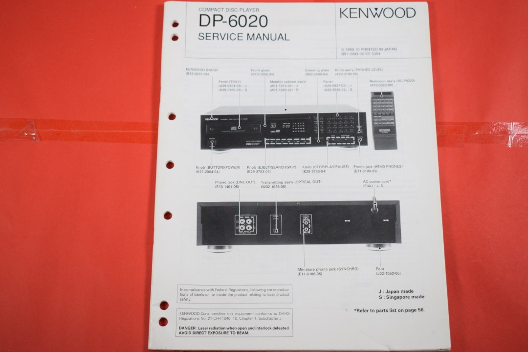 Kenwood DP-6020 CD-Speler Service Manual