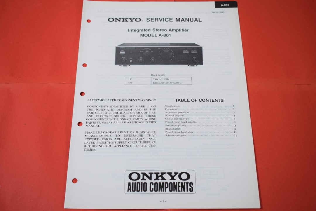 Onkyo A-801 Versterker Service Manual