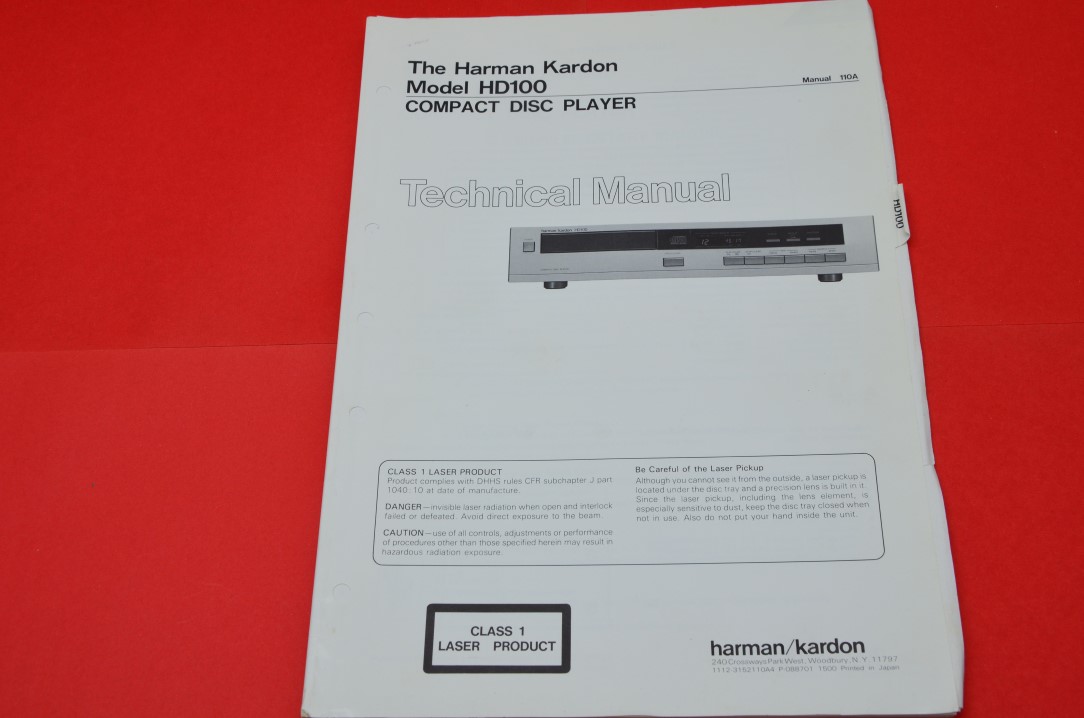 Harman Kardon HD100 CD-Speler Service Manual