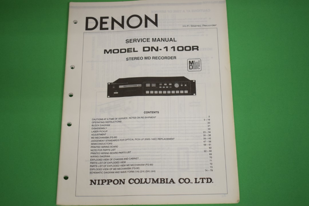 Denon DN-1100R Stereo Minidisc Speler Service Manual