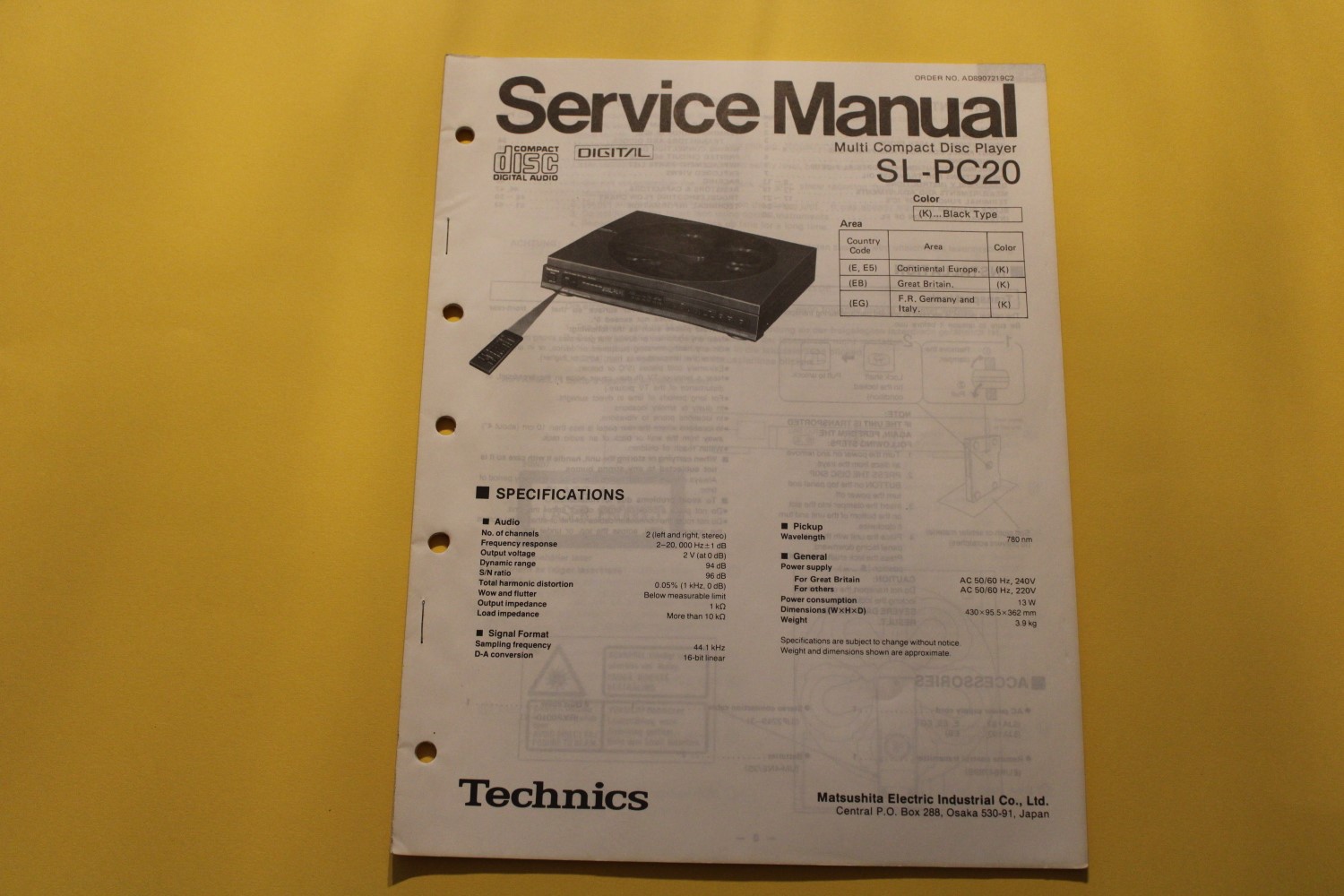 Technics SL-PC20 CD-Speler Service Manual