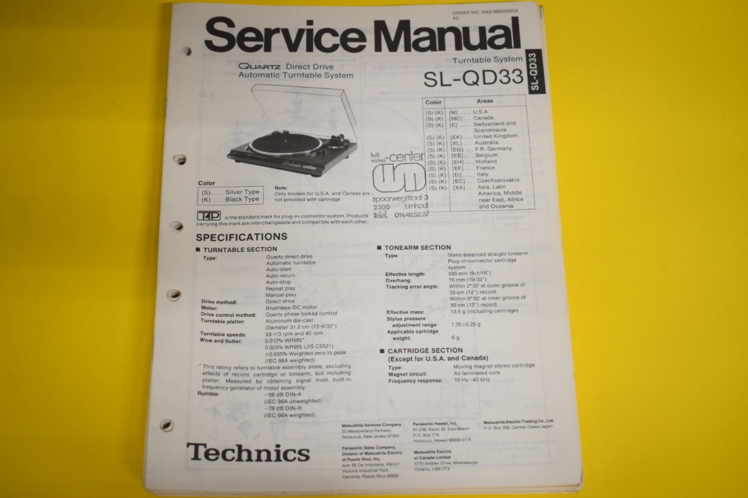 Technics SL-QD33 Platenspeler Service Manual