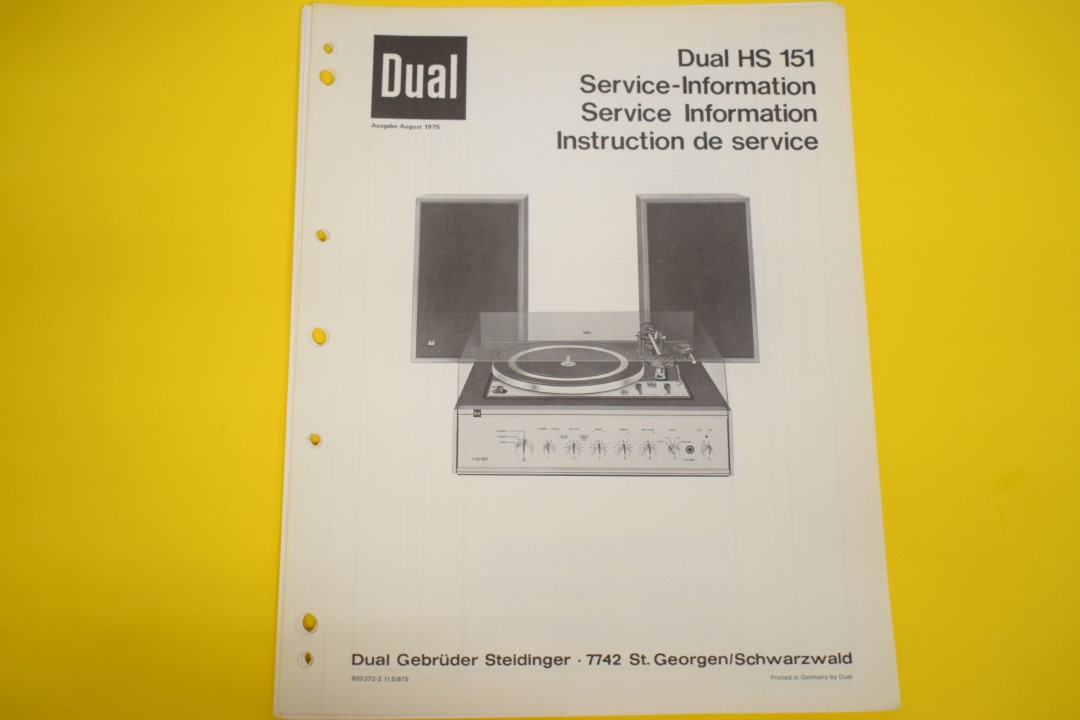 Dual HS 151 Platenspeler / Versterker / Luidspreker Service Manual