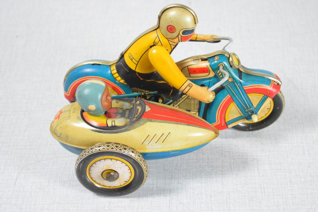 Tinnen speelgoed: Motorfiets met Aanhanger