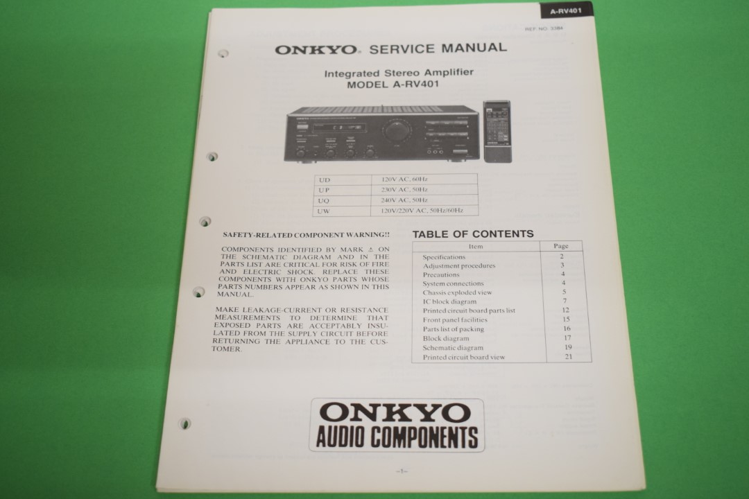 Onkyo A-RV401 Stereo Versterker Service Manual