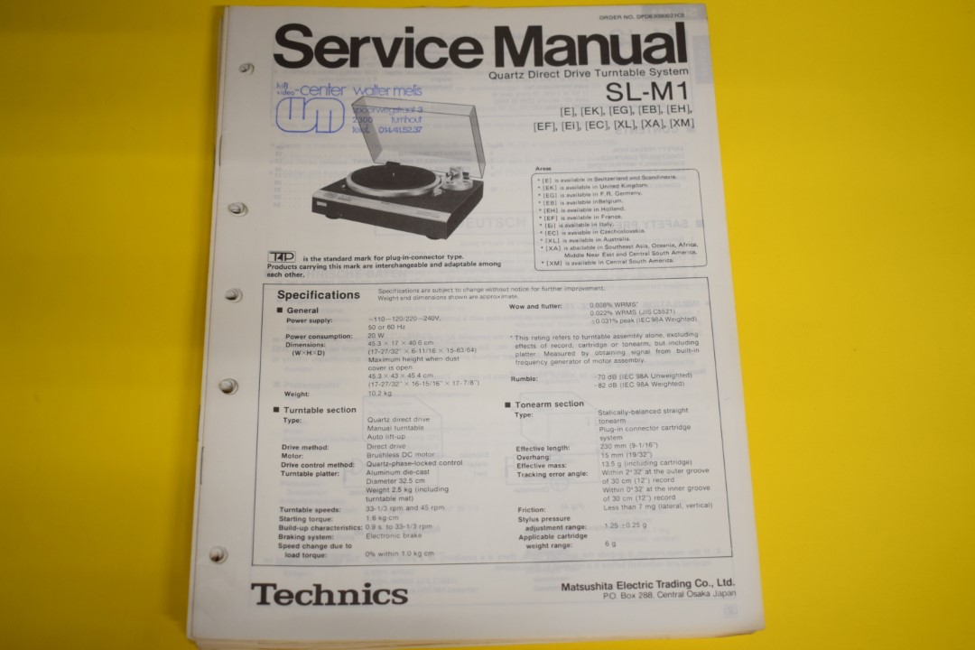 Technics SL-M1 Platenspeler Service Manual