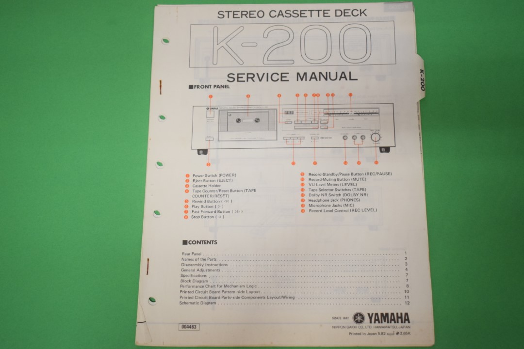 Yamaha K-200 cassettedeck Service Manual