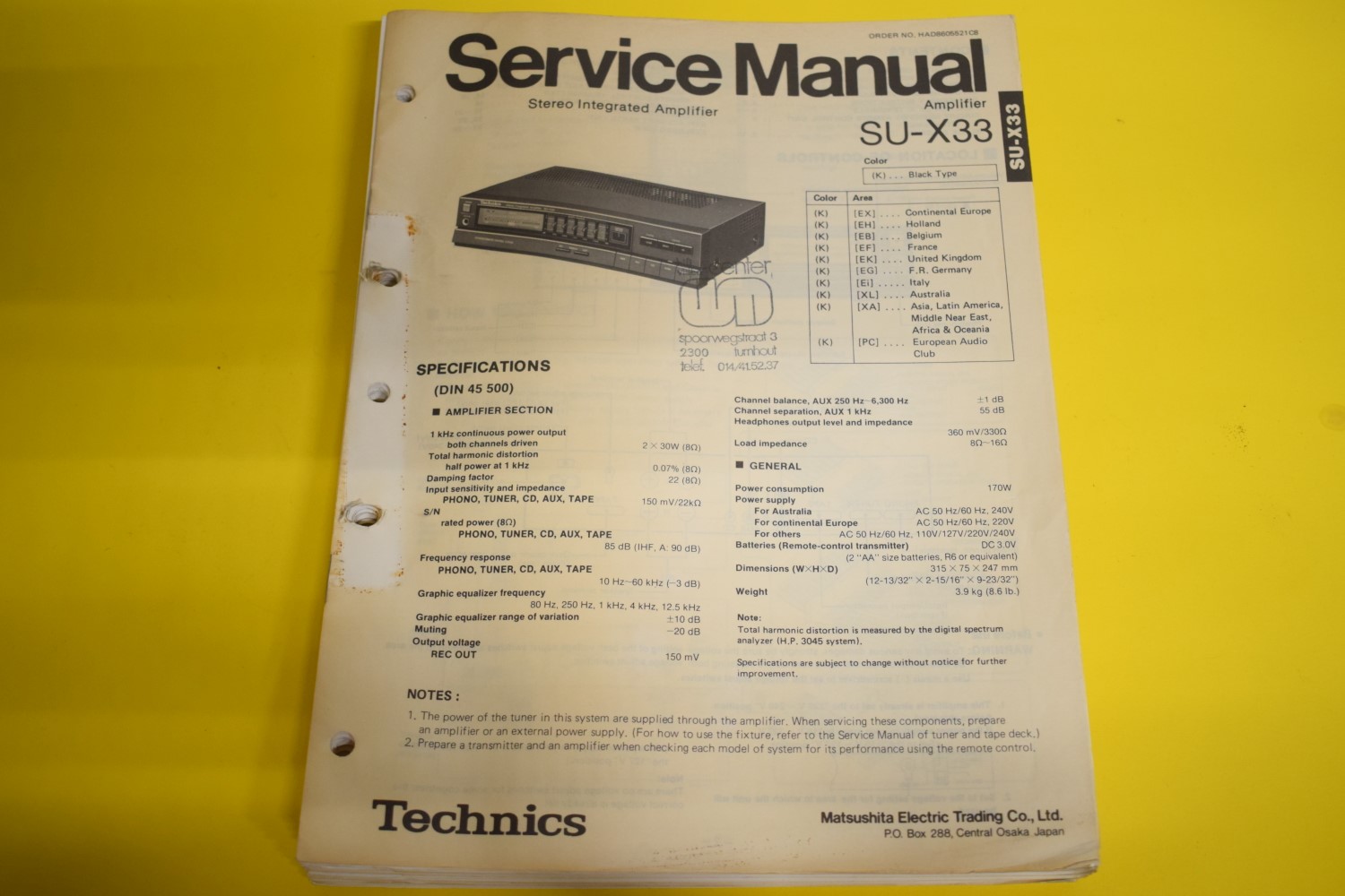 Technics SU-X33 Versterker Service Manual