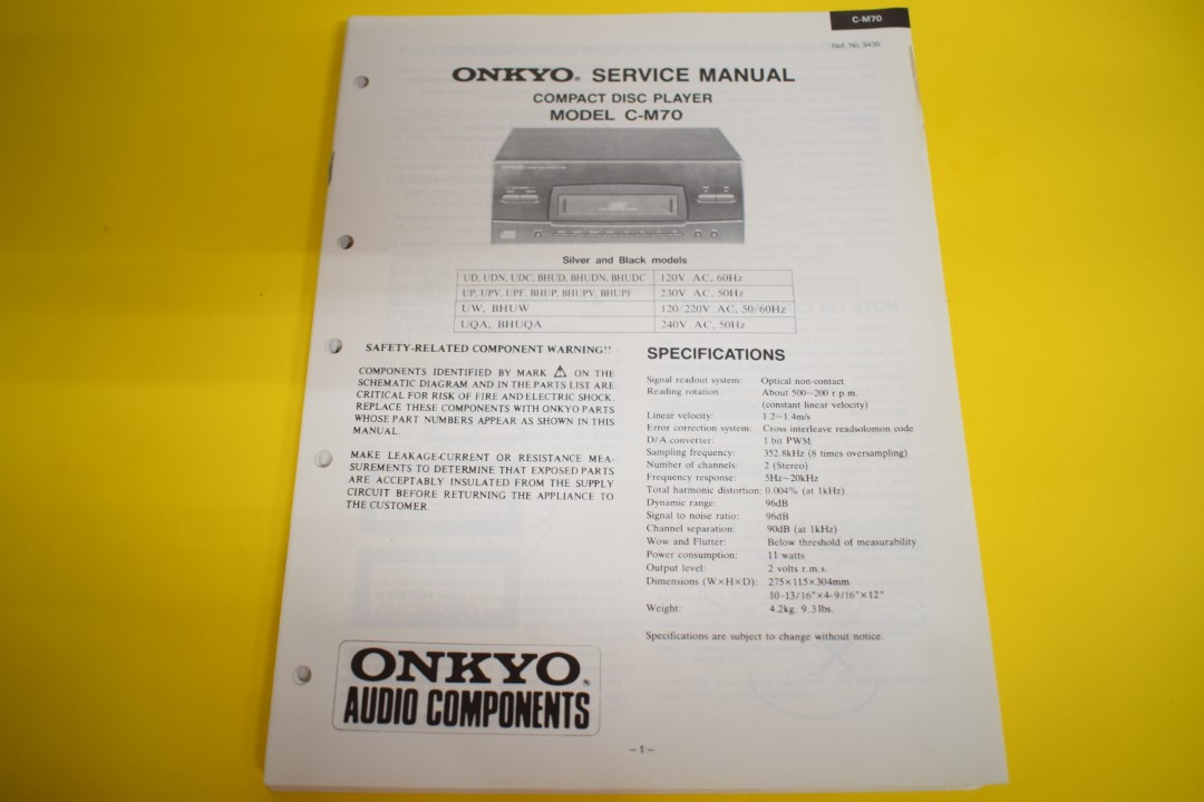 Onkyo C-M70 CD-Speler Service Manual