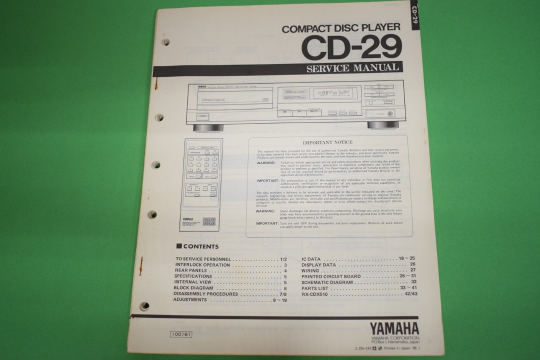 Yamaha CD-29 CD-Speler Service Manual