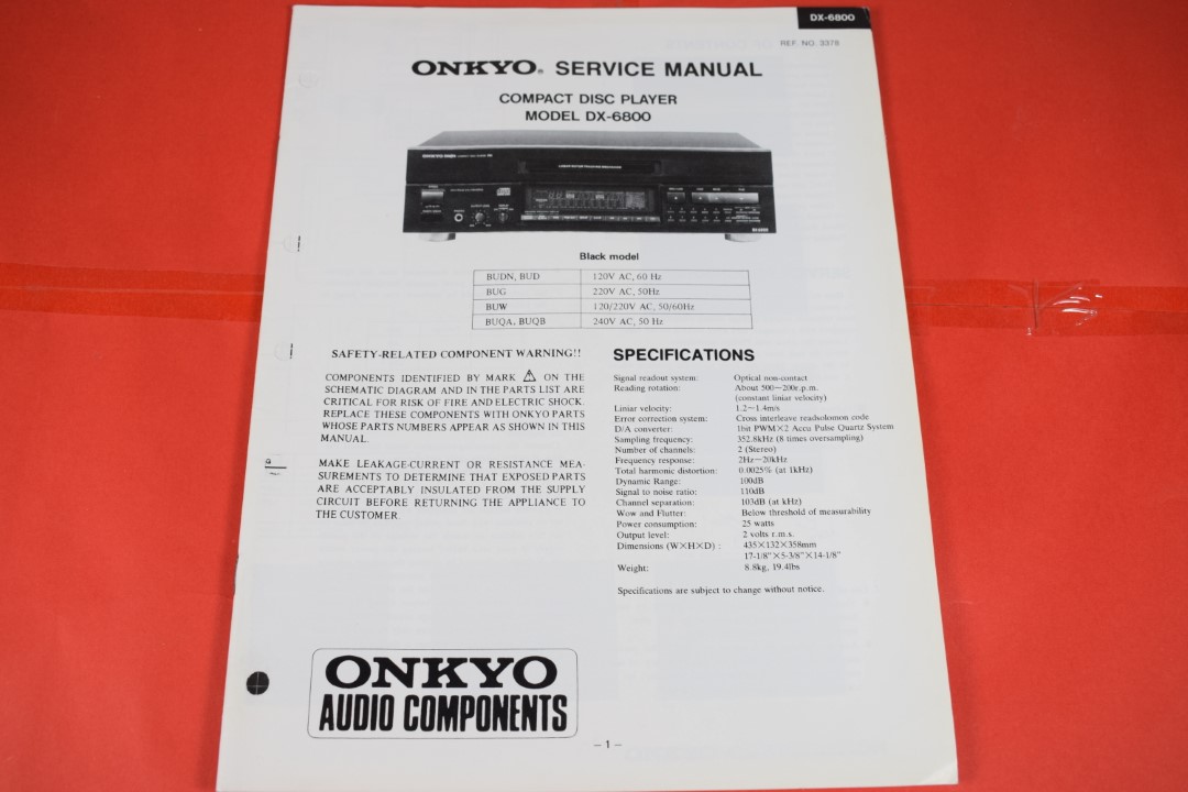 Onkyo DX-6800 CD-Speler Service Manual