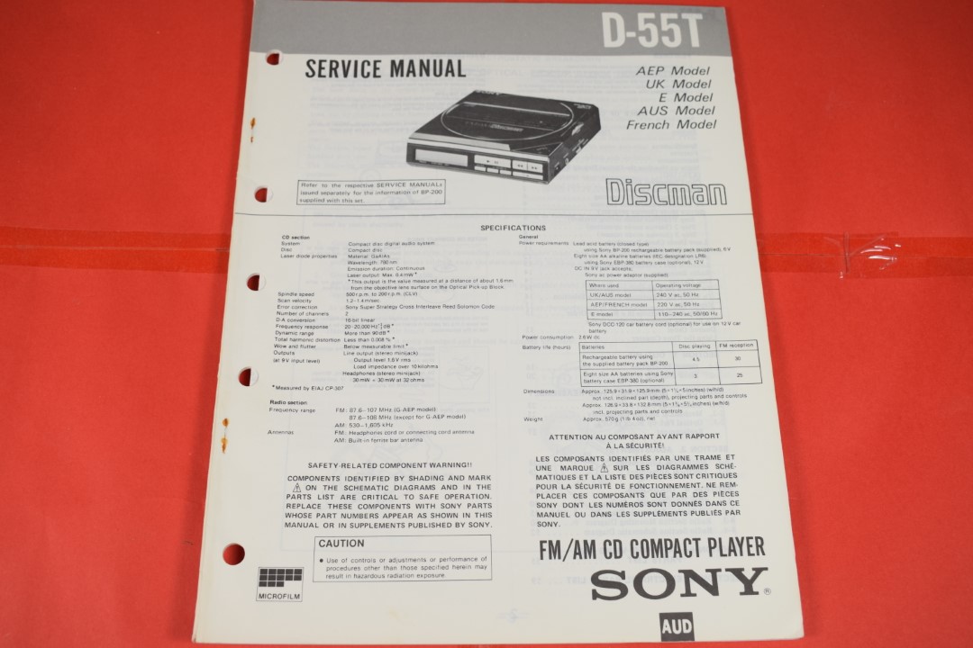 Sony D-55T Discman CD-Speler Service Manual