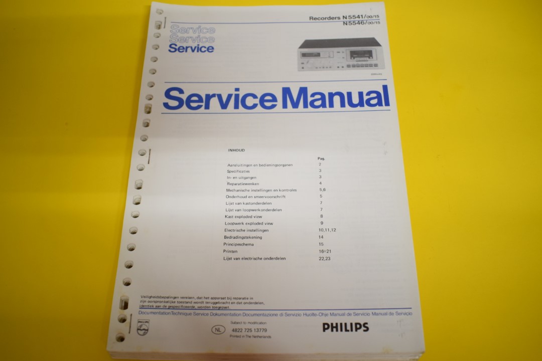 Philips N5541 / N5546 cassettedeck Service Manual Philips N5541 / N5546 cassettedeck Service Manual